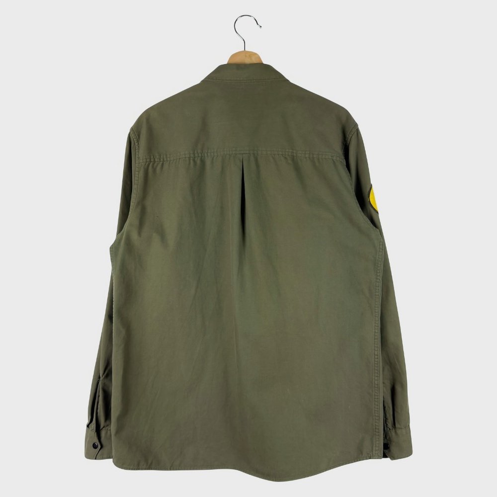 Bershka Vintage Green Military Patchwork Utility Shirt - Picture 2 of 11